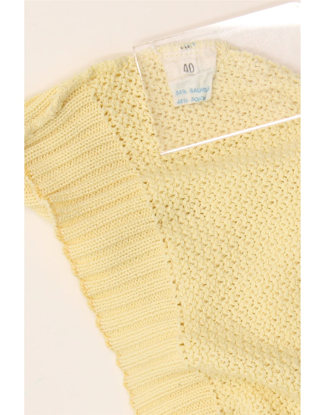 VINTAGE Womens Oversized V-Neck Jumper Sweater IT 40 Small Yellow Cotton