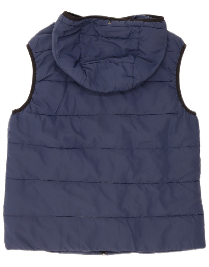Zara Mens Hooded Padded Gilet UK 36 Small Navy Blue Polyester