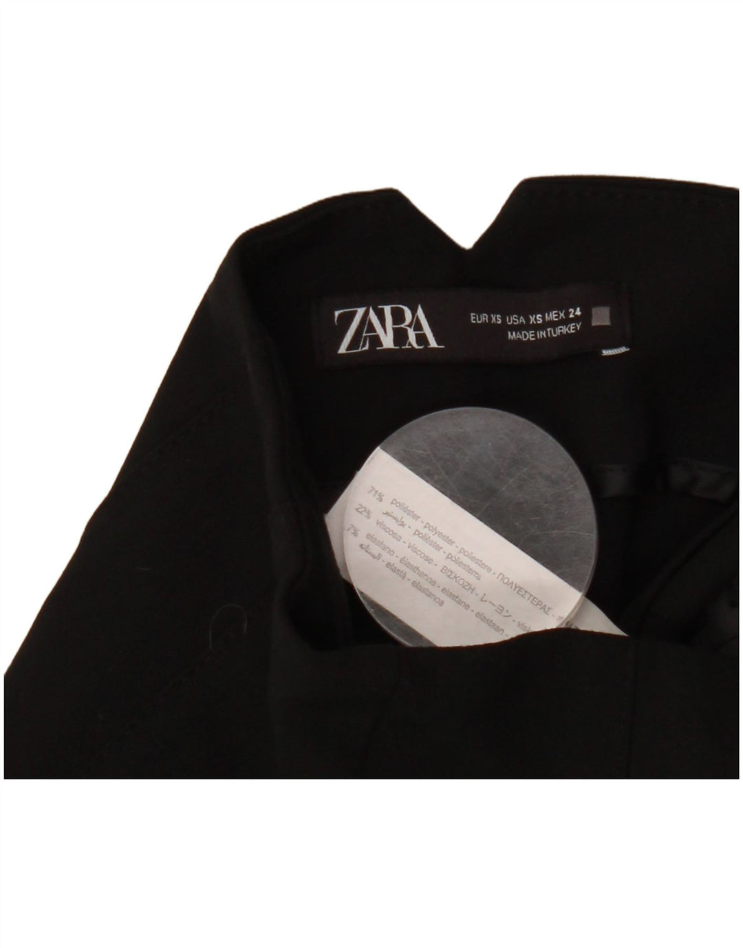 ZARA Womens High Waist Suit Trousers XS W24 L26 Black Polyester