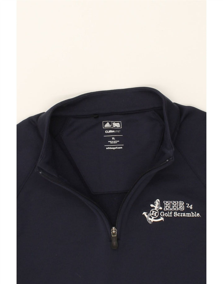 ADIDAS Mens Climalite Zip Neck Pullover Tracksuit Top XL Navy Blue Vintage Adidas and Second-Hand Adidas from Messina Hembry 
