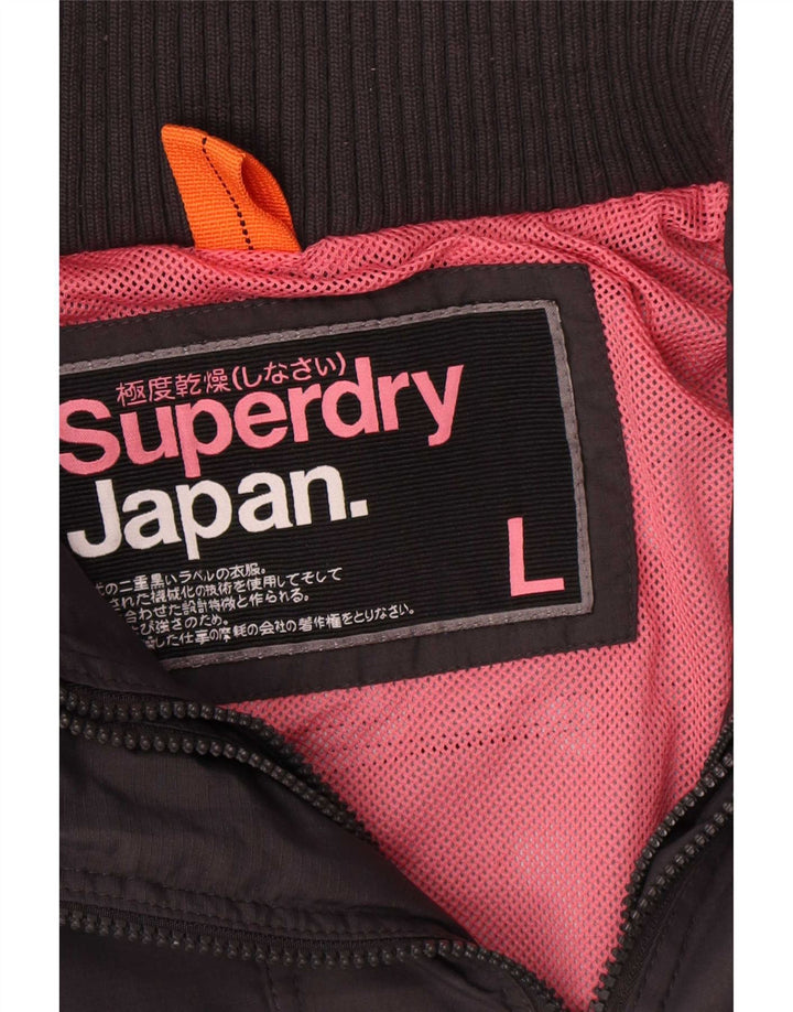 Superdry Womens Rain Jacket UK 16 Large Black Nylon