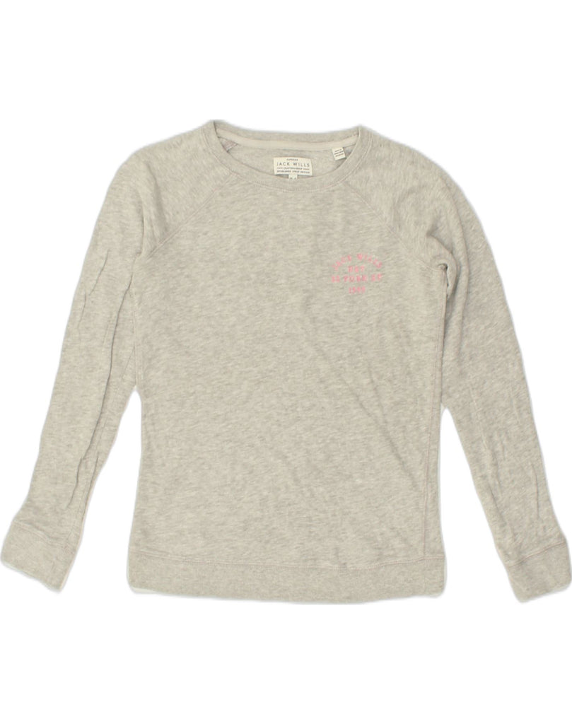 JACK WILLS Womens Top Long Sleeve UK 8 Small  Grey Cotton | Vintage Jack Wills | Thrift | Second-Hand Jack Wills | Used Clothing | Messina Hembry 