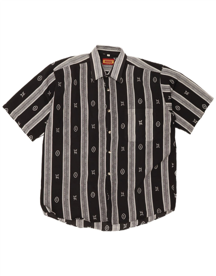 Cassera Mens Short Sleeve Shirt XL Black Geometric Polyester