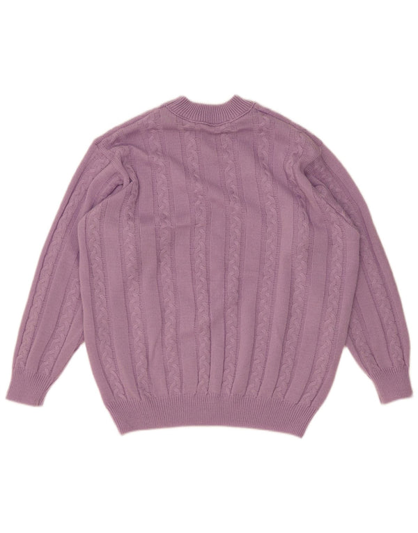 Vintage Womens Crew Neck Jumper Sweater UK 16 Large Purple Polyacrylic