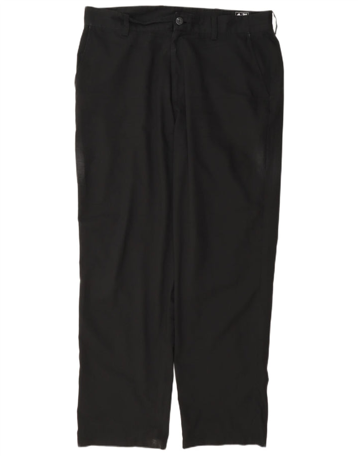 Adidas Mens Straight Chino Trousers W36 L30 Black Polyester