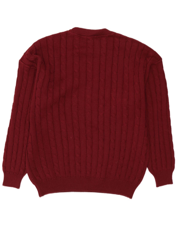 WHITE SAILS Mens Crew Neck Jumper Sweater XL Maroon Wool