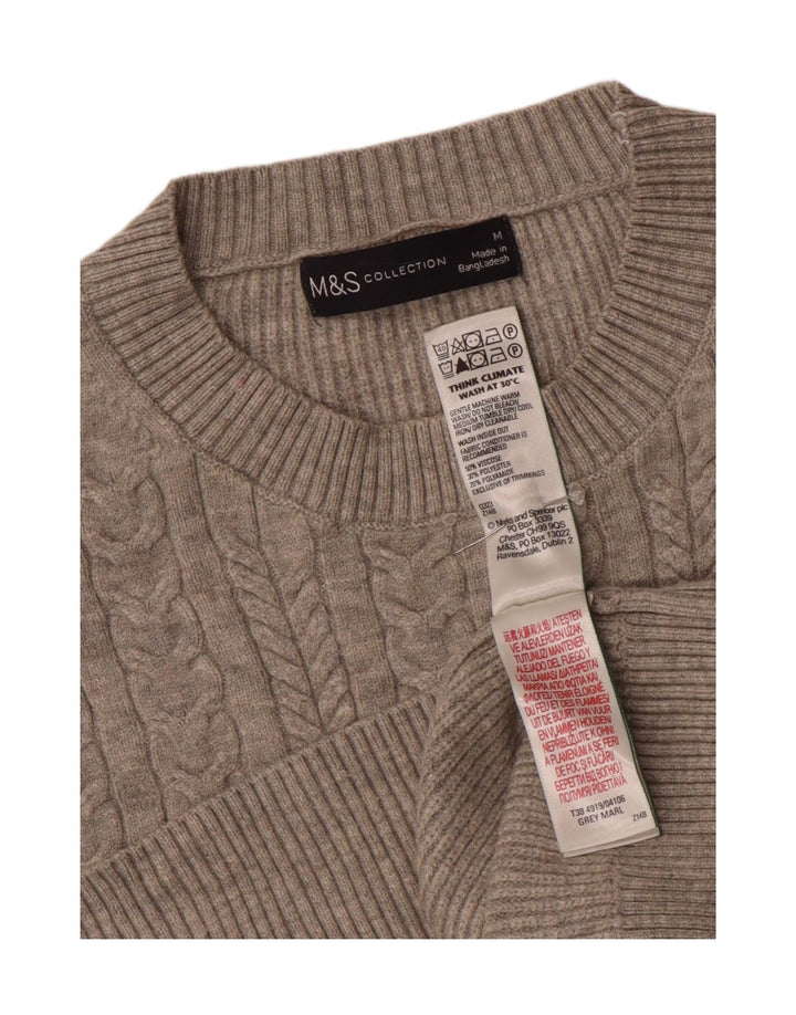Marks & Spencer Womens Oversized Crew Neck Jumper Sweater UK 14 Medium Grey