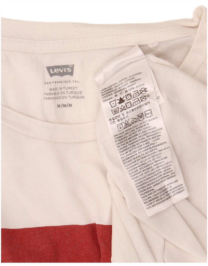 LEVI'S Womens Graphic T-Shirt Top UK 12 Medium White Cotton