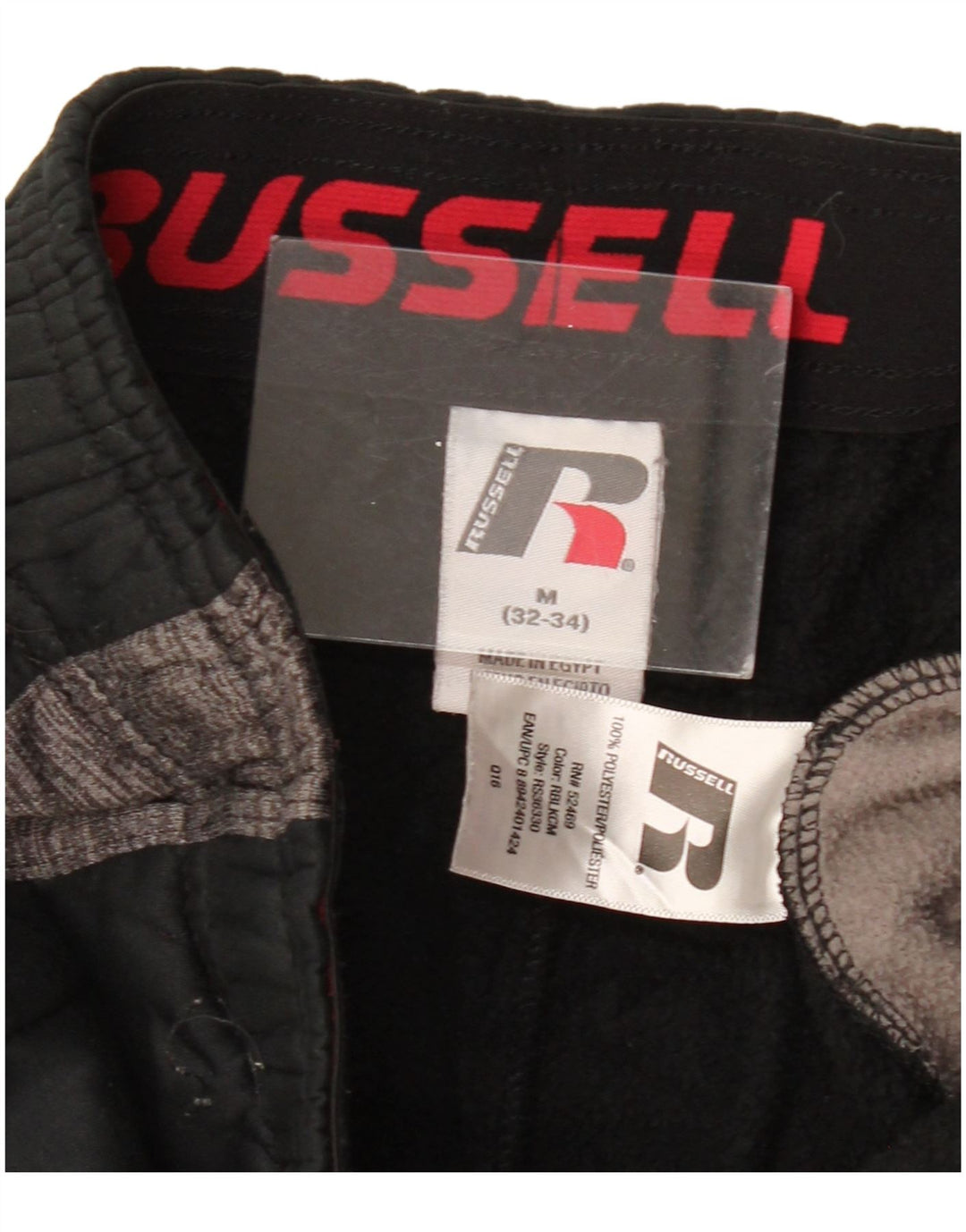 RUSSELL ATHLETIC Mens Tracksuit Trousers Medium  Black Colourblock