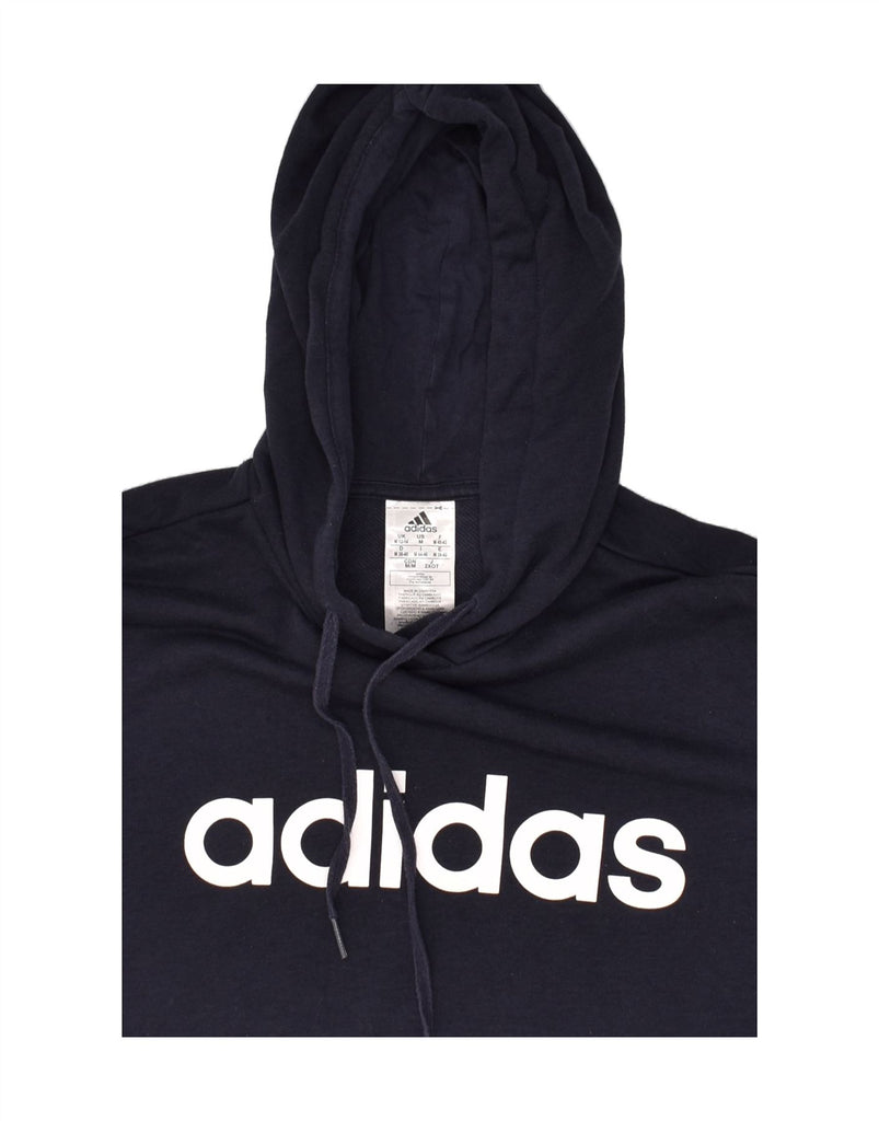 ADIDAS Womens Graphic Hoodie Jumper UK 12/14 Medium Navy Blue Cotton | Vintage Adidas | Thrift | Second-Hand Adidas | Used Clothing | Messina Hembry 