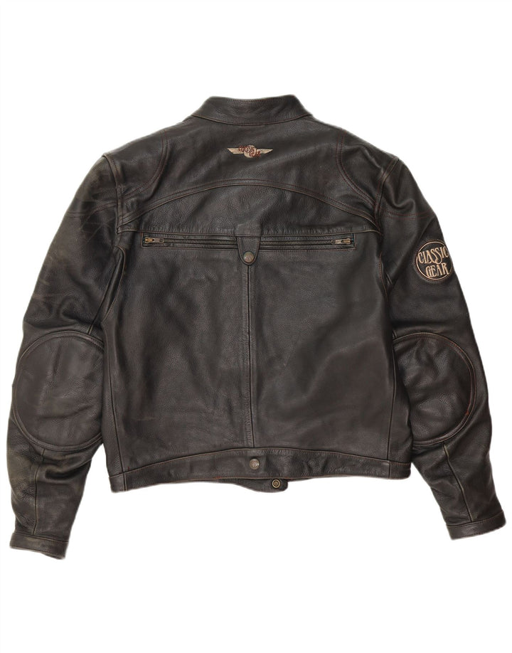 Classic Gear Mens Leather Racer Jacket UK 38 Medium Black Leather