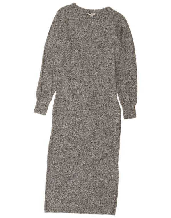 Topshop Womens Jumper Dress UK 8 Small Grey Flecked Viscose