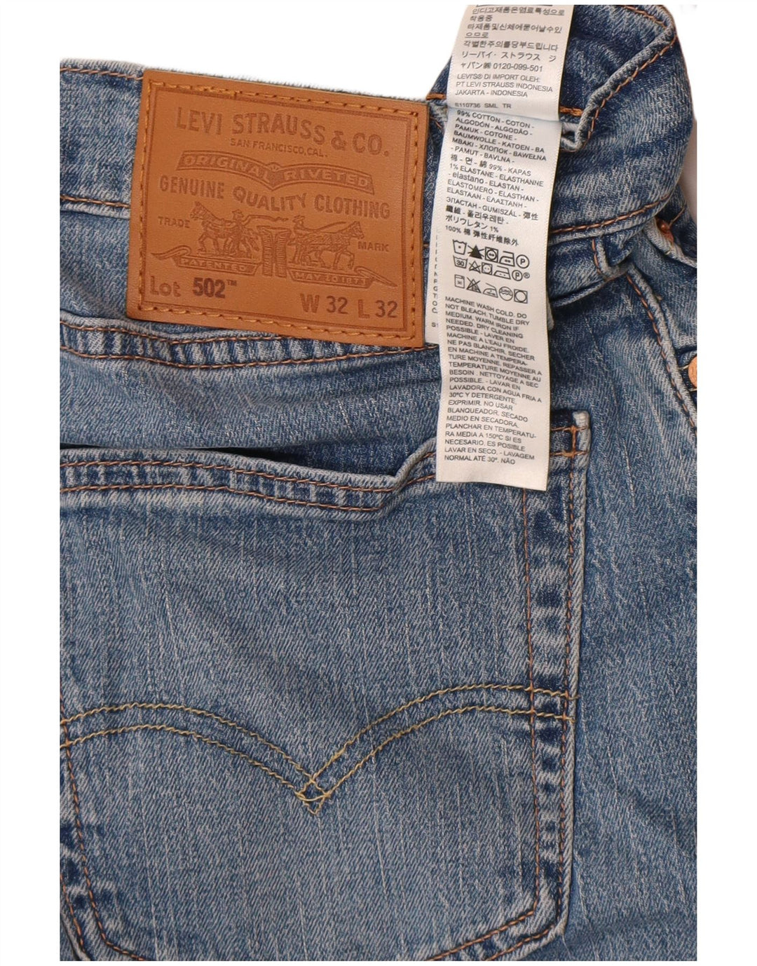 Levi's Mens 502 Tapered Jeans W32 L32 Blue Cotton
