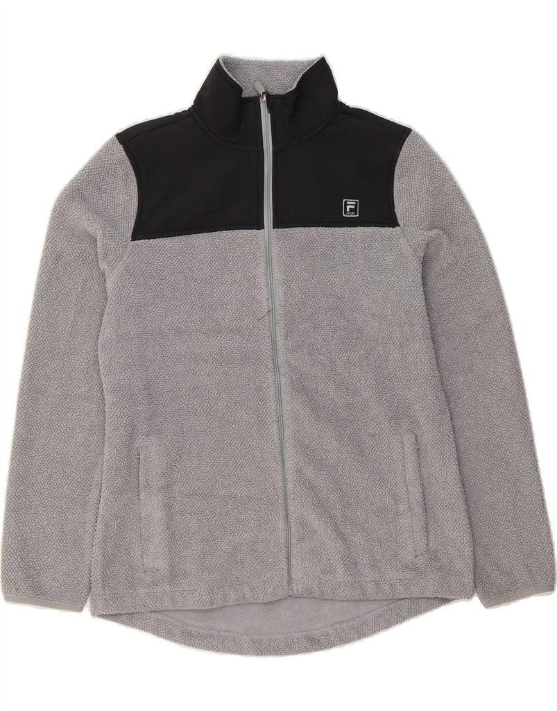 FILA Womens Fleece Jacket UK 16 Large Grey Colourblock Polyester Vintage Fila and Second-Hand Fila from Messina Hembry 