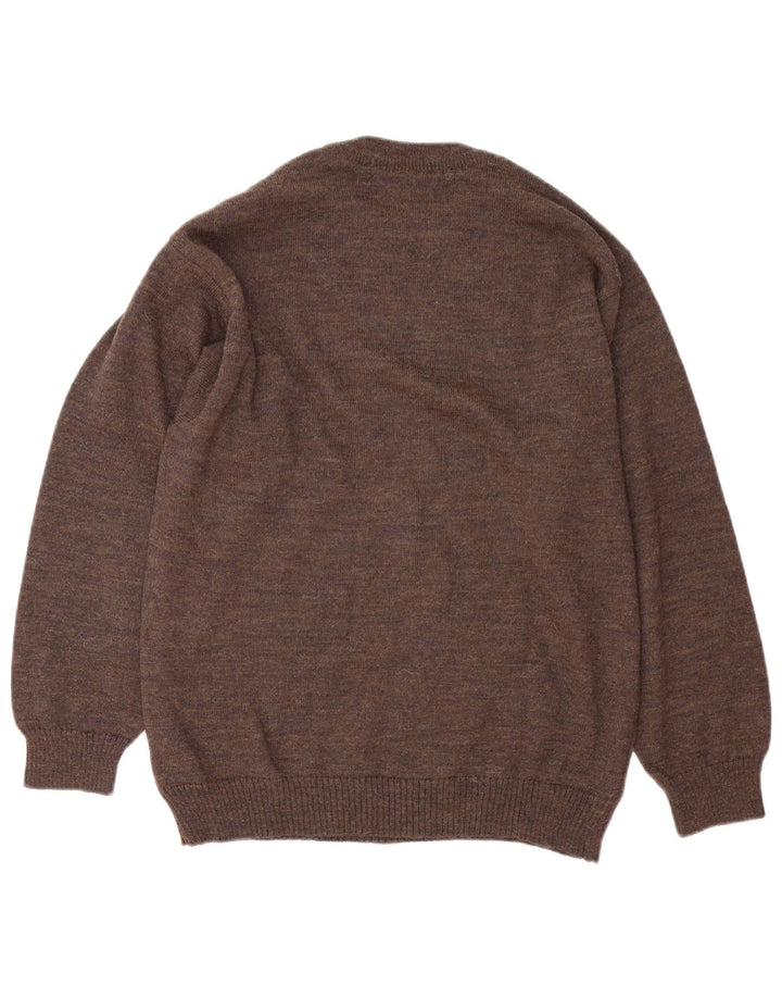 Vintage Mens Crew Neck Jumper Sweater Large Brown Argyle/Diamond