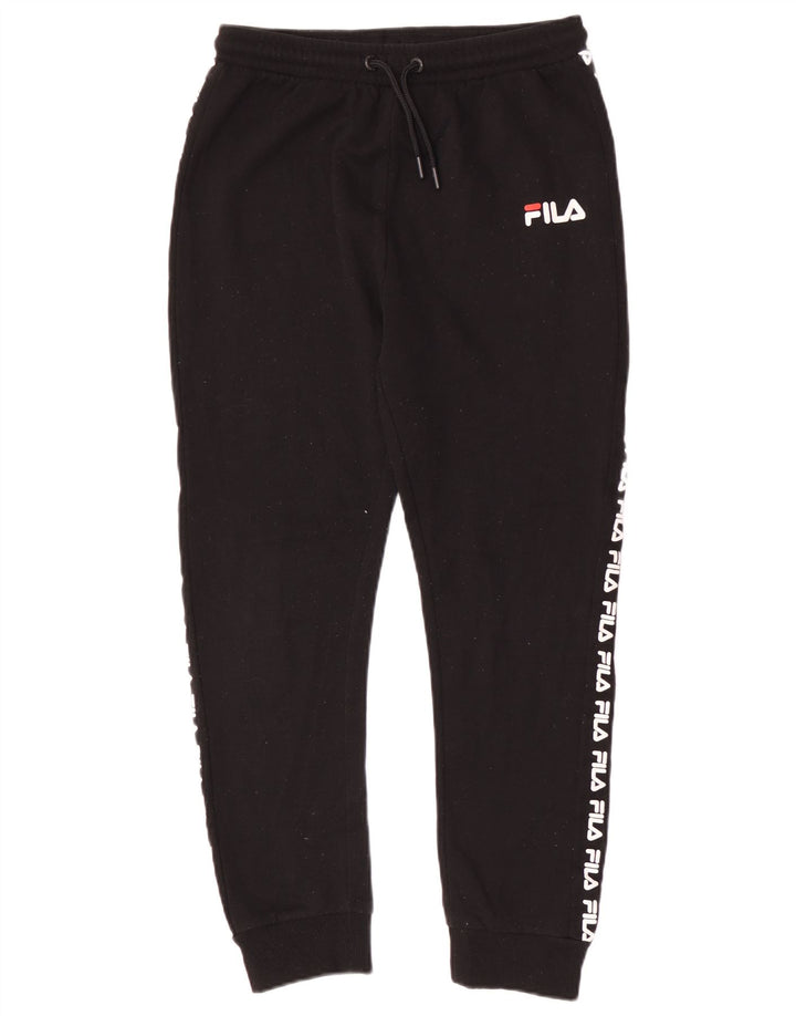Fila Boys Graphic Tracksuit Trousers Joggers 13-14 Years Black Polyester