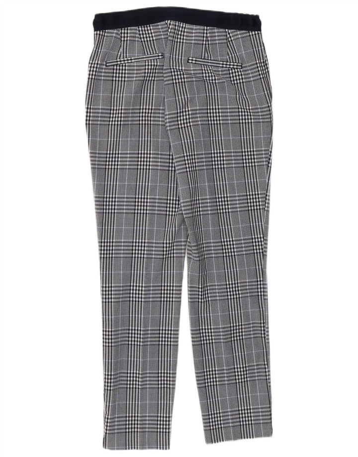 Zara Womens Slim Cropped Trousers Small W26 L26 Navy Blue Check Polyester