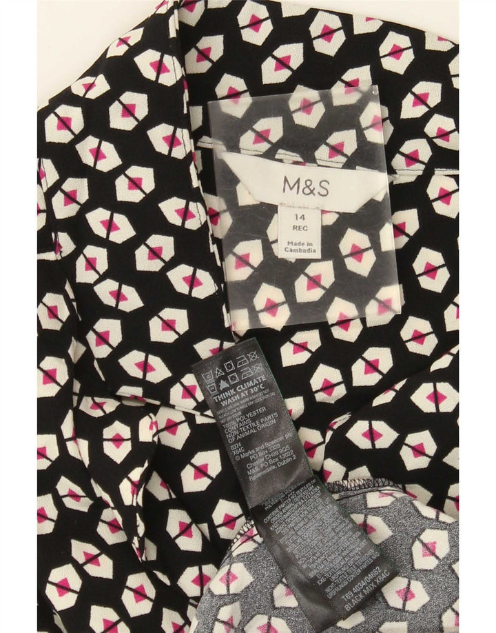Marks & Spencer Womens Shirt Dress UK 14 Large Black Geometric Polyester
