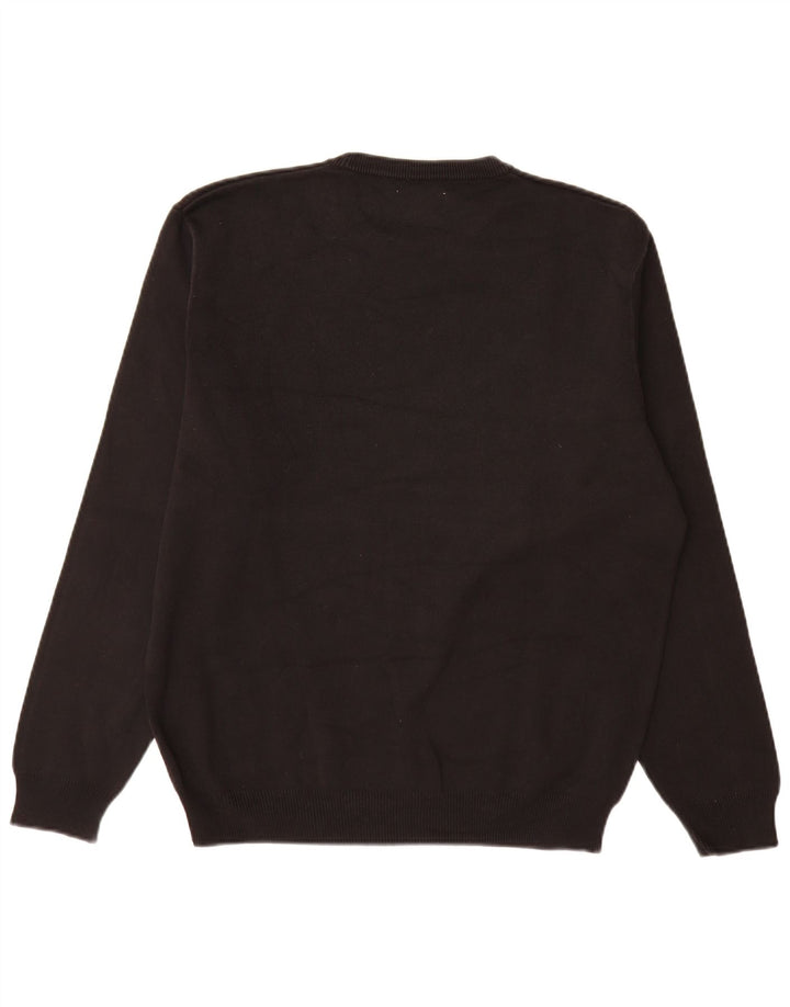 Zara Mens Crew Neck Jumper Sweater XL Black Cotton