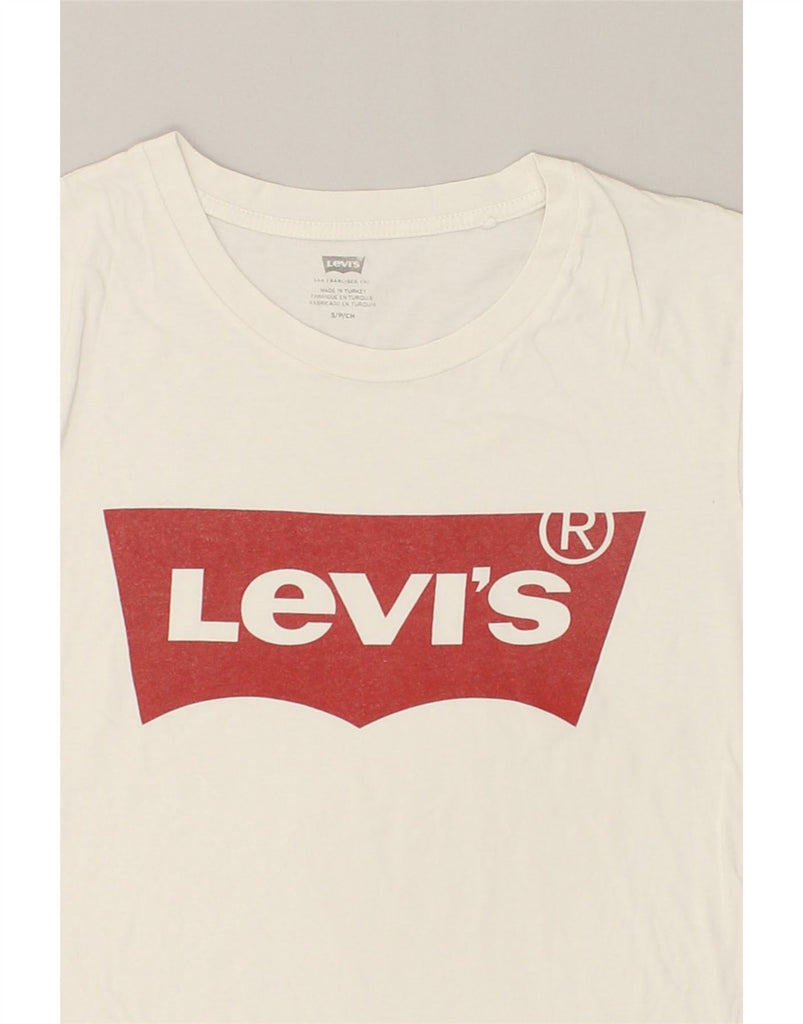 LEVI'S Womens Graphic T-Shirt Top UK 10 Small White Cotton | Vintage Levi's | Thrift | Second-Hand Levi's | Used Clothing | Messina Hembry 