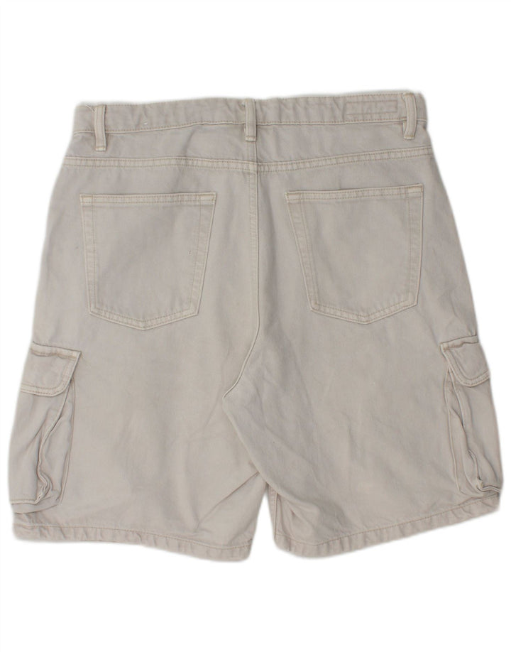 Zara Mens Cargo Shorts EU 44 Large W34  White Cotton
