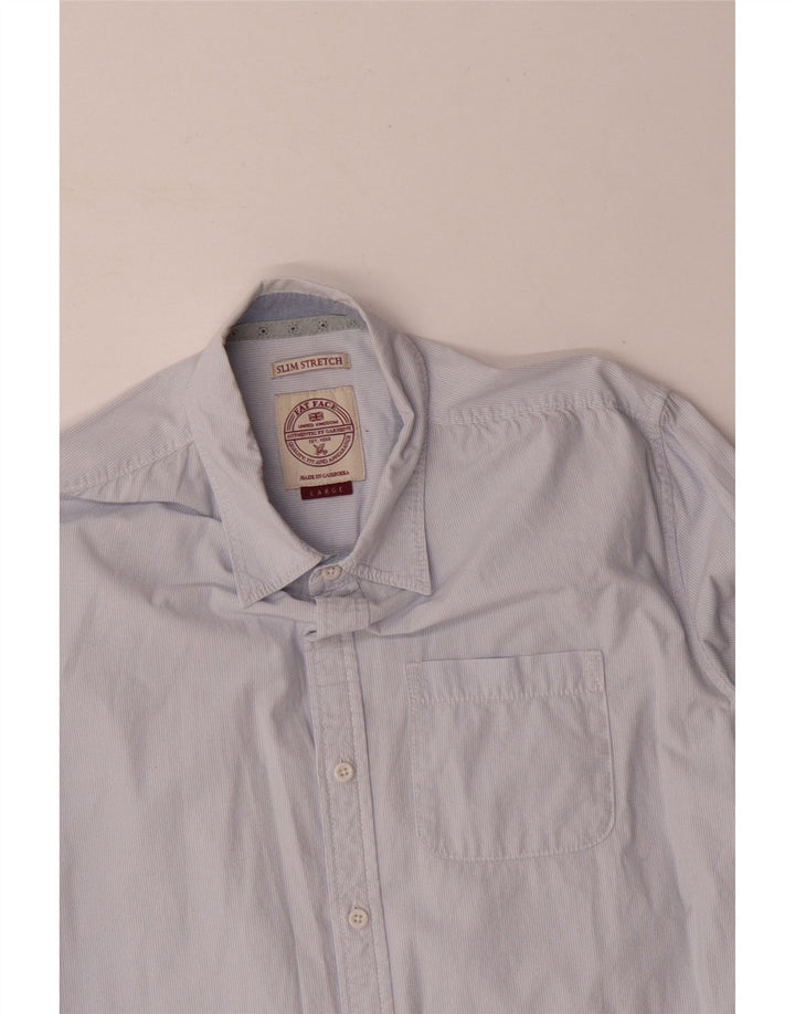 FAT FACE Mens Slim Shirt Large Blue Pinstripe