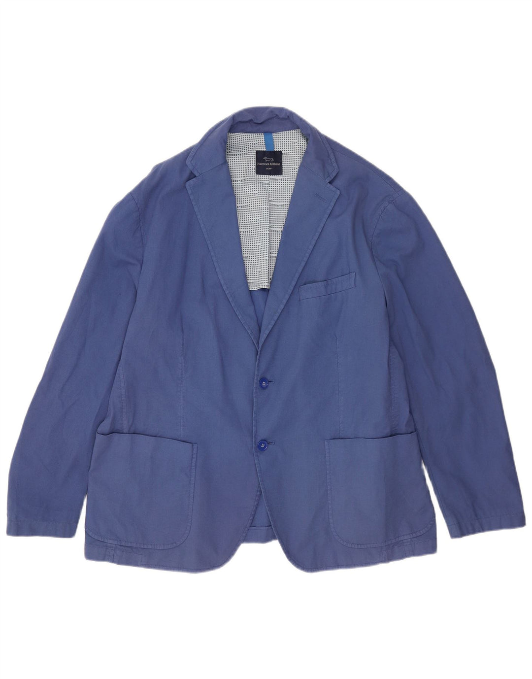 Harmont & Blaine Mens 2 Button Blazer Jacket UK 42 XL Blue Cotton