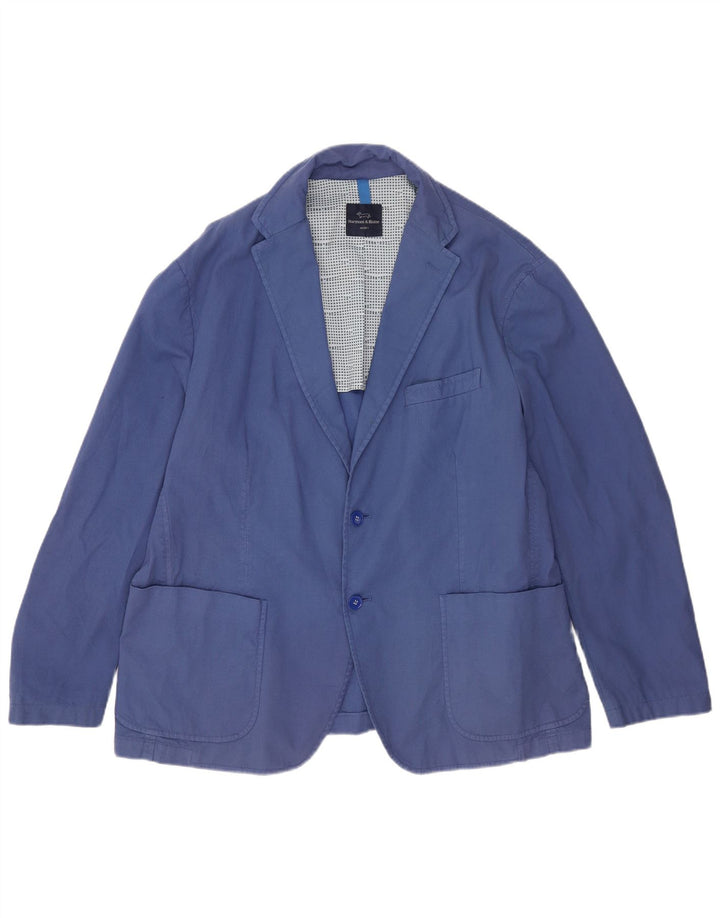 Harmont & Blaine Mens 2 Button Blazer Jacket UK 42 XL Blue Cotton