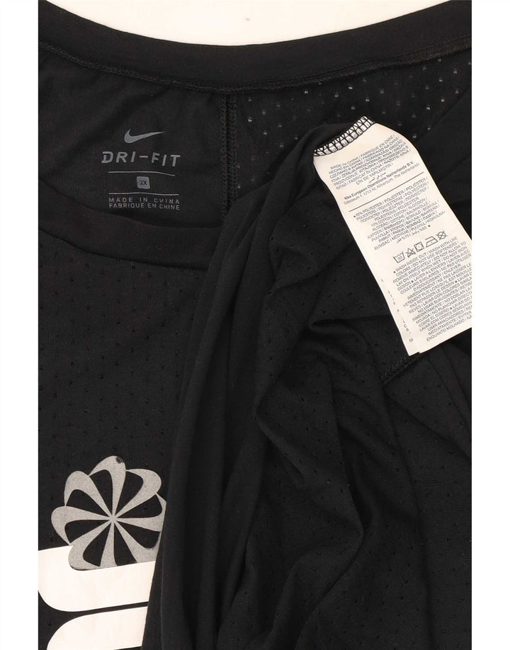 Nike Womens Dri Fit Oversized Graphic T-Shirt Top UK 20 2XL Black Polyester