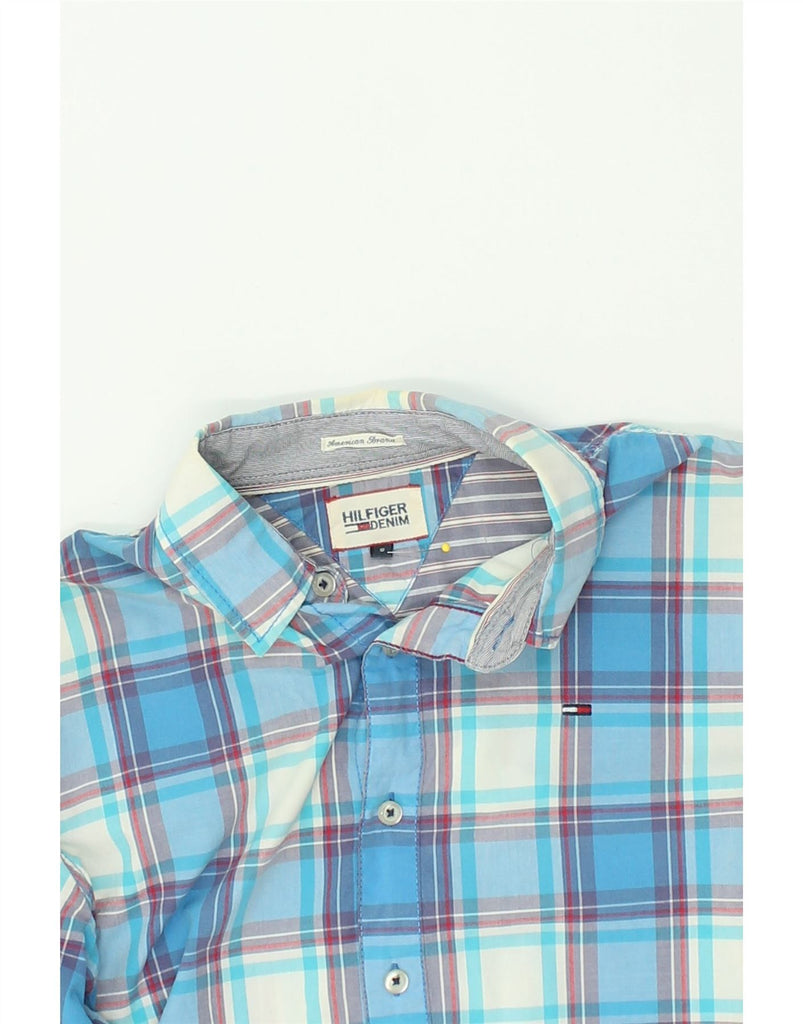 TOMMY HILFIGER Mens Shirt Small Blue Check Cotton | Vintage Tommy Hilfiger | Thrift | Second-Hand Tommy Hilfiger | Used Clothing | Messina Hembry 