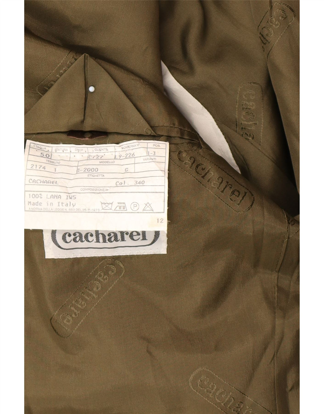 Cacharel Mens 2 Button Blazer Jacket IT 50 Large Khaki Wool