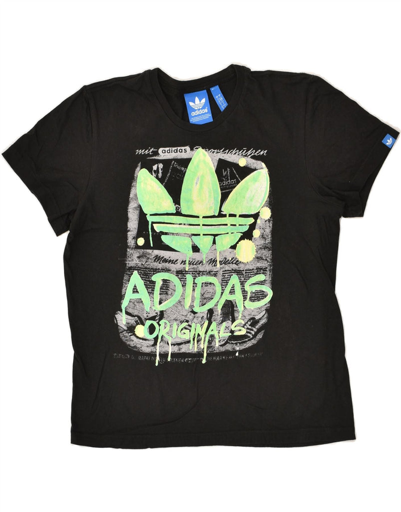 ADIDAS Mens Graphic T-Shirt Top Small Black Cotton | Vintage Adidas | Thrift | Second-Hand Adidas | Used Clothing | Messina Hembry 