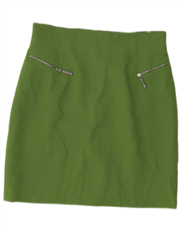 Vintage Womens High Waist Mini Skirt IT 40 W28 Green Polyester