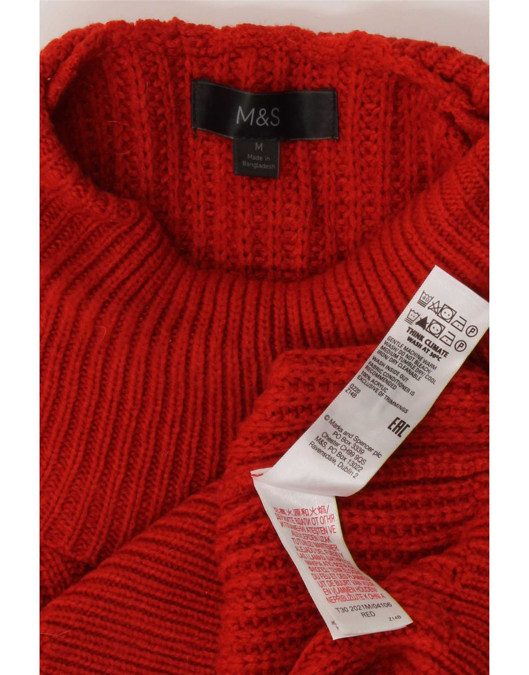 Marks & Spencer Womens Roll Neck Jumper Sweater UK 14 Medium Red Acrylic