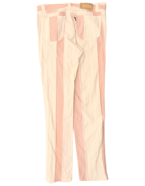 Jeckerson Mens Straight Casual Trousers W36 L35 Off White Colourblock