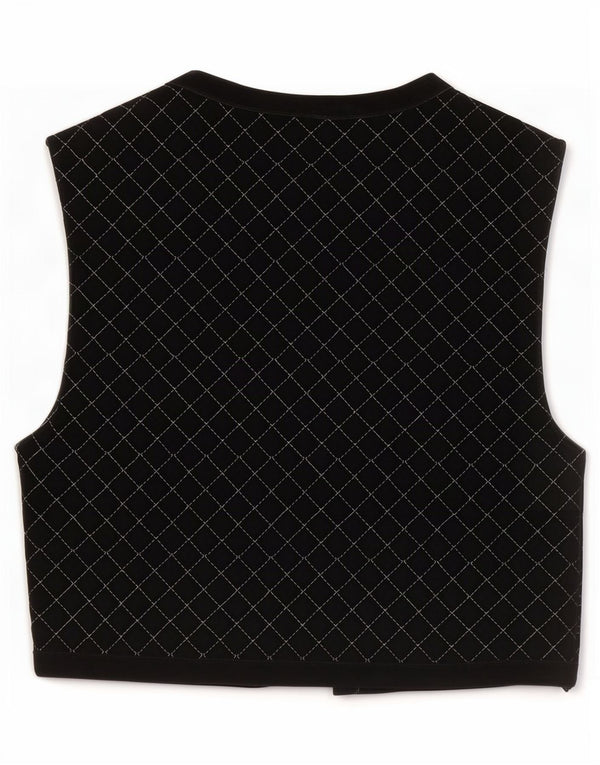 C&A Womens OPEN Waistcoat EU 38 Medium Black Check Cotton