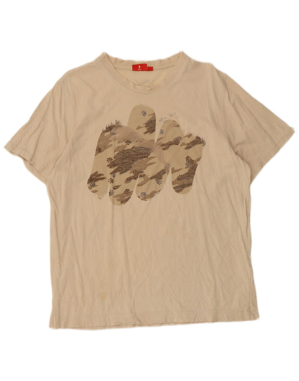 Puma Mens Graphic T-Shirt Top Large Beige