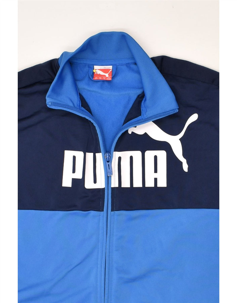 PUMA Boys Graphic Tracksuit Top Jacket 13-14 Years Blue Colourblock | Vintage Puma | Thrift | Second-Hand Puma | Used Clothing | Messina Hembry 