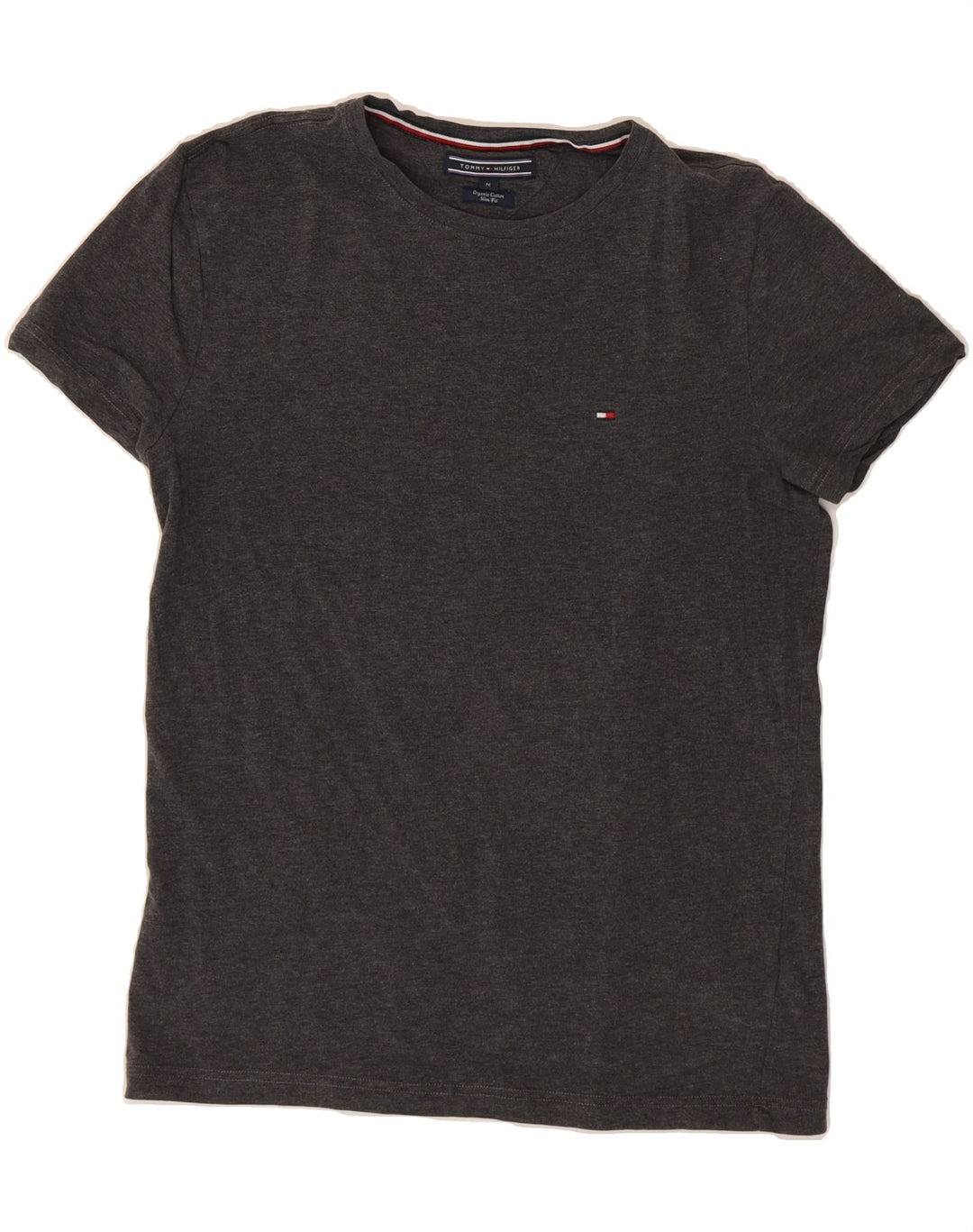 TOMMY HILFIGER Mens Slim Fit T-Shirt Top Medium Grey Cotton Vintage Tommy Hilfiger and Second-Hand Tommy Hilfiger from Messina Hembry 