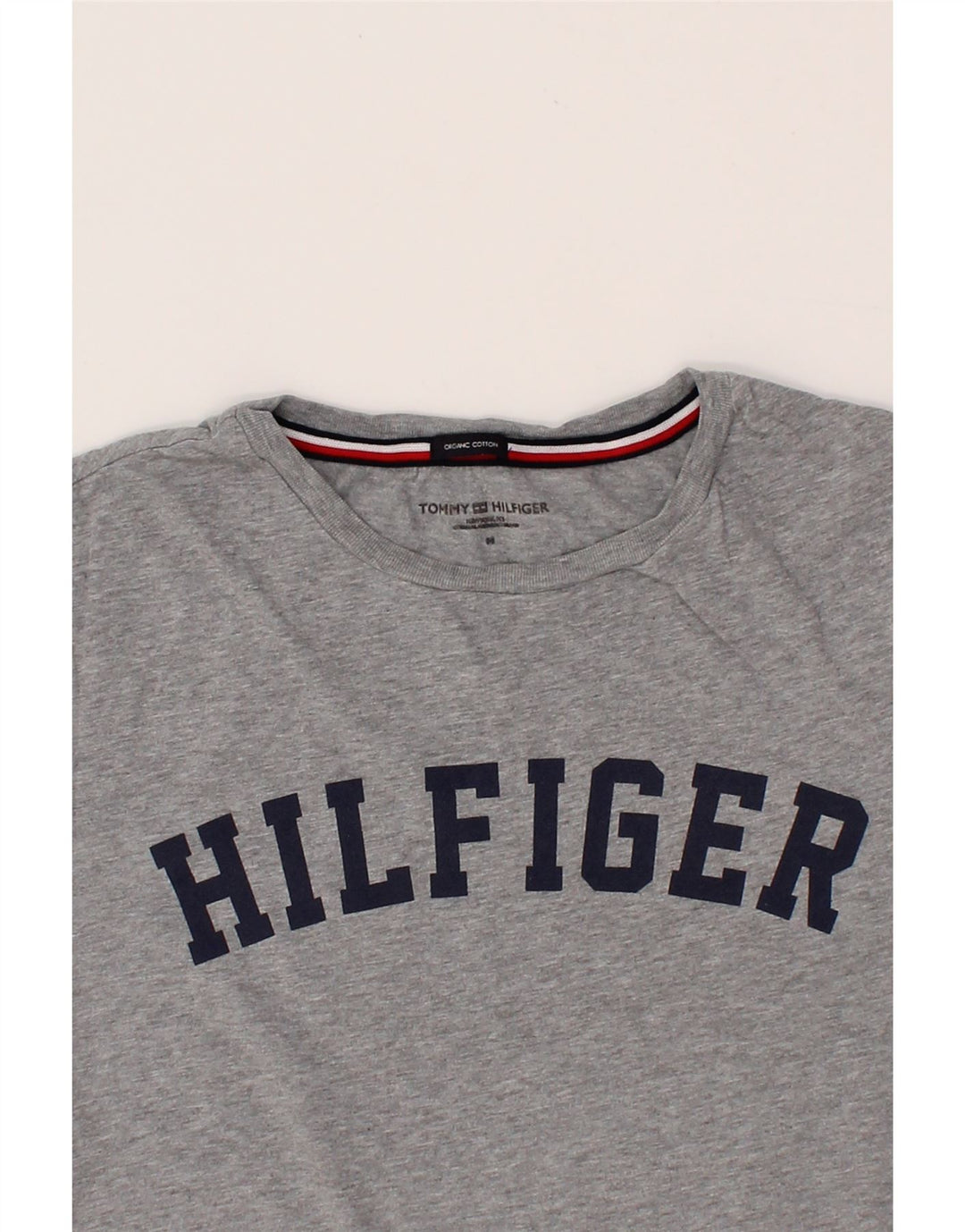 TOMMY HILFIGER Mens Graphic T-Shirt Top Medium Grey Cotton