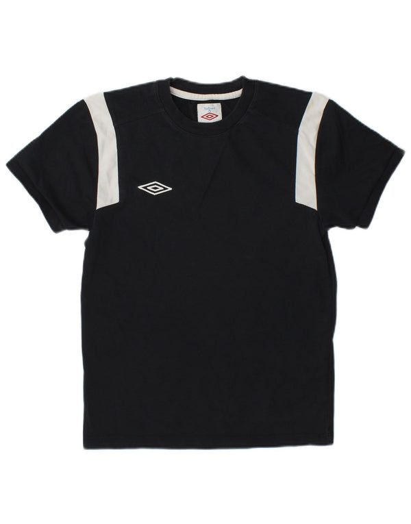 Umbro Boys T-Shirt Top 9-10 Years Medium Black Colourblock Cotton