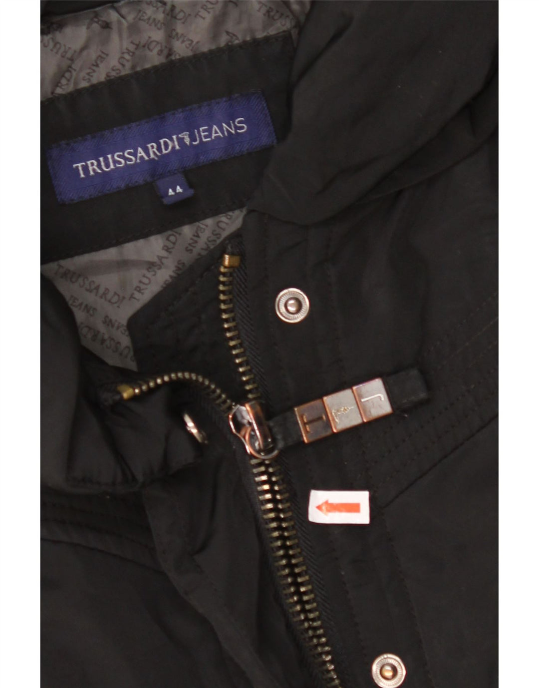 TRUSSARDI JEANS Womens Windbreaker Coat IT 44 Medium Black Polyester