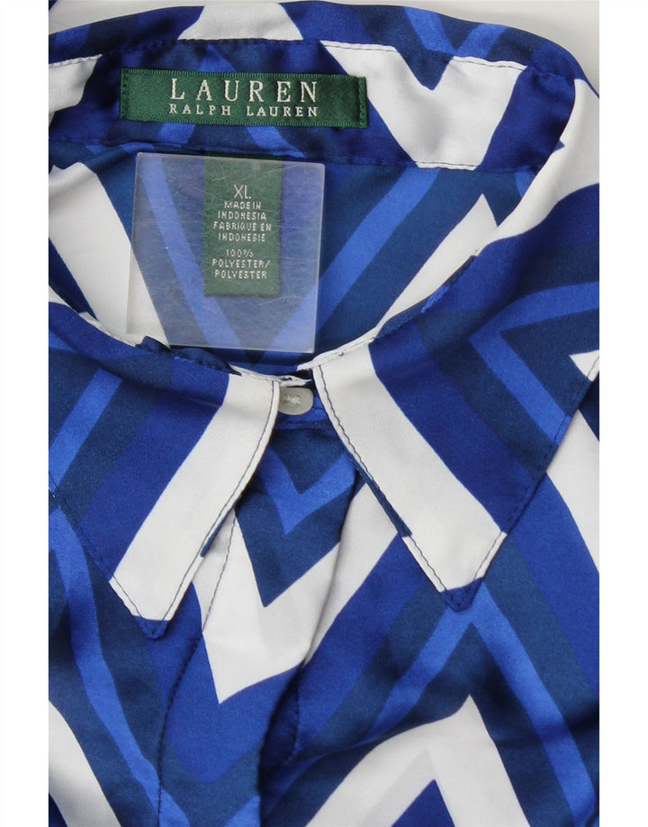 Ralph Lauren Womens Shirt Blouse UK 18 XL Blue Chevron Polyester