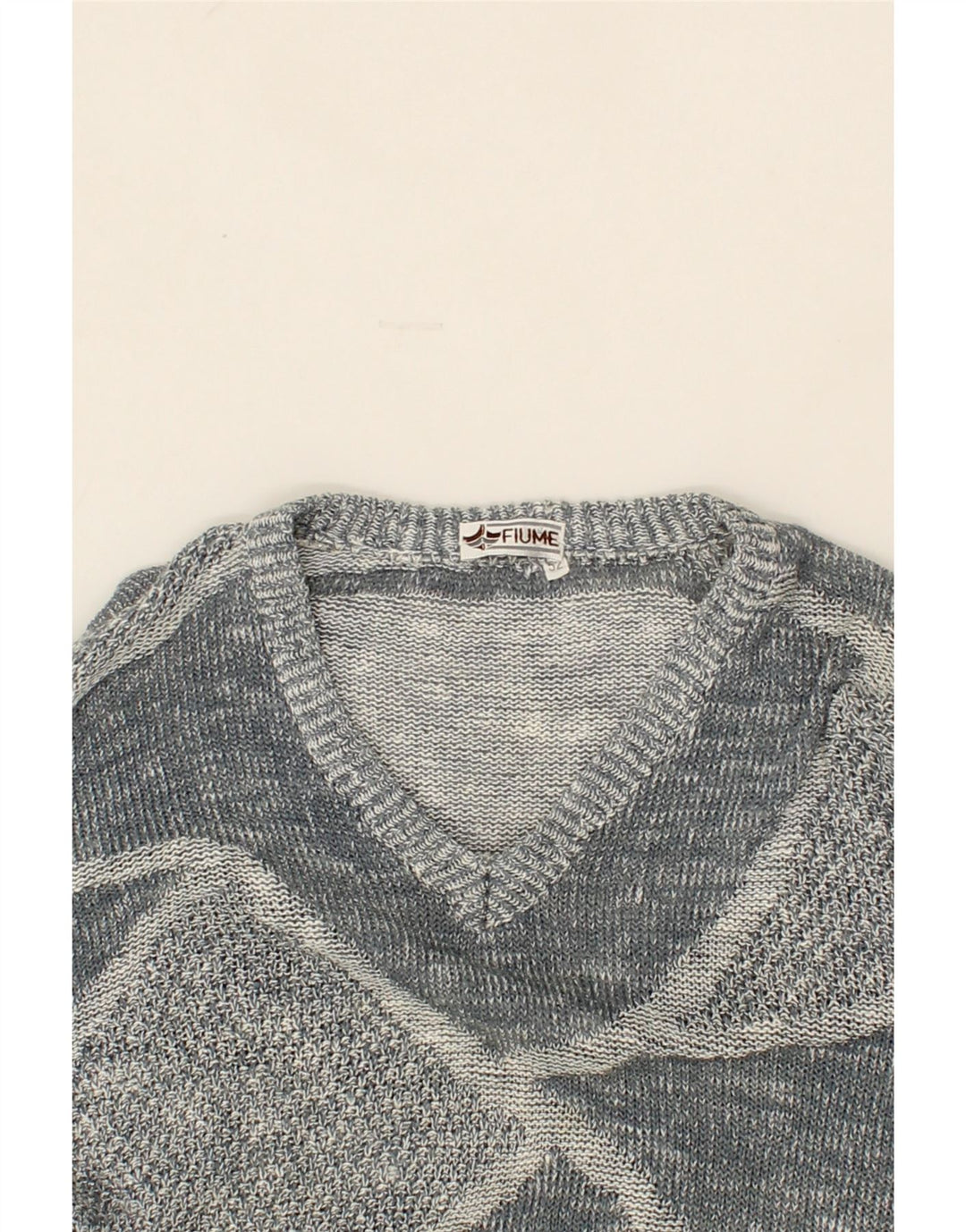 VINTAGE Womens V-Neck Jumper Sweater IT 52 2XL Grey Colourblock Vintage Vintage and Second-Hand Vintage from Messina Hembry 