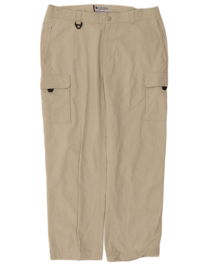 Columbia Mens Straight Cargo Trousers Medium W30 L28 Beige Nylon