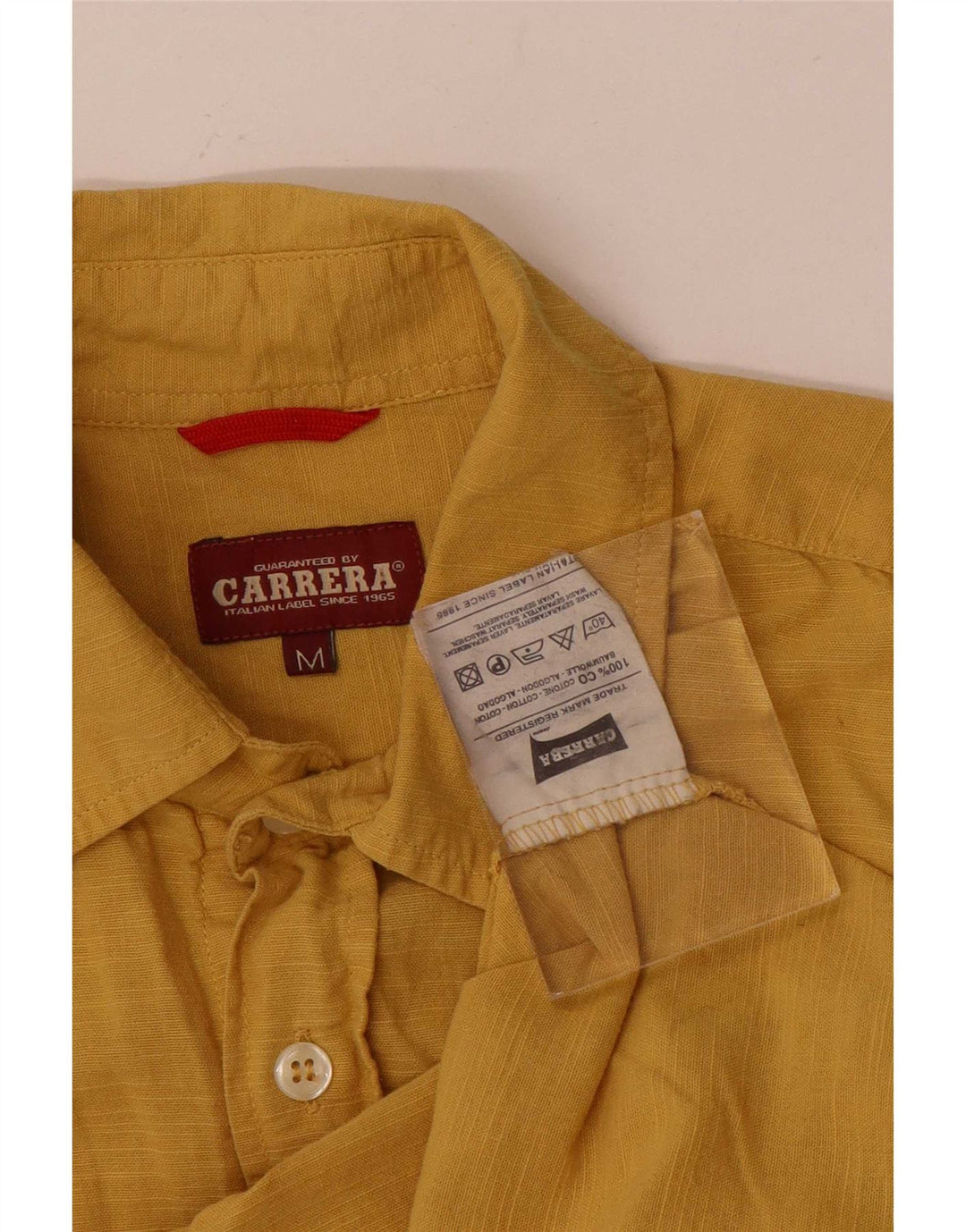 Carrera Mens Shirt Medium Yellow Cotton
