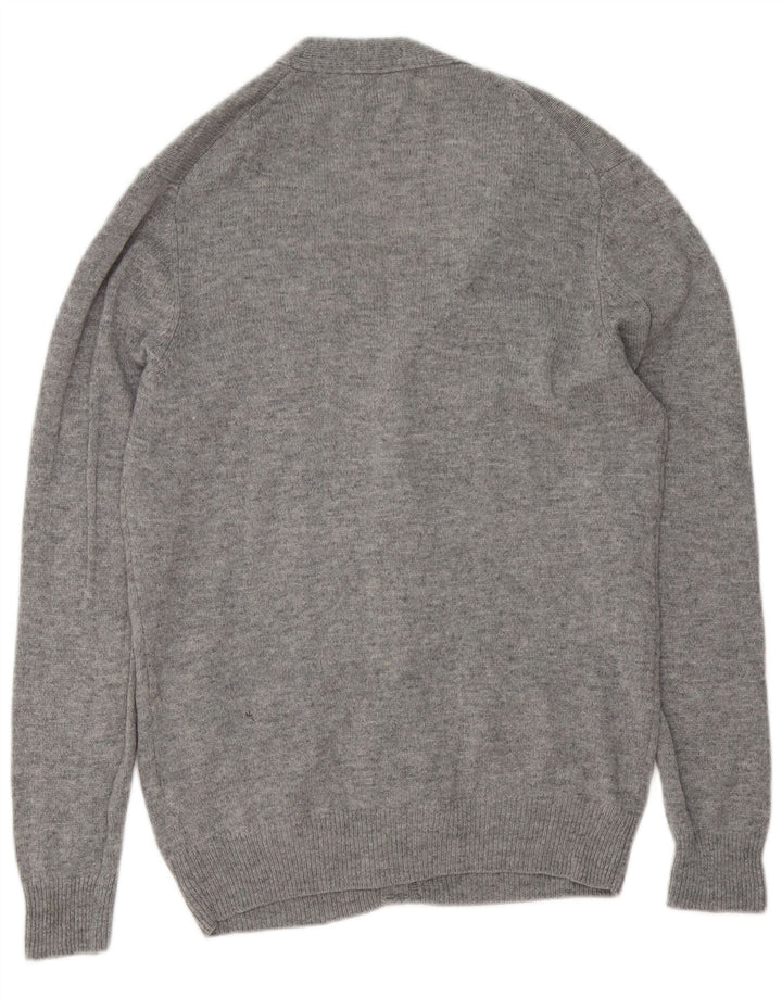 MARKS & SPENCER Mens Cardigan Sweater Medium Grey Flecked Lambswool