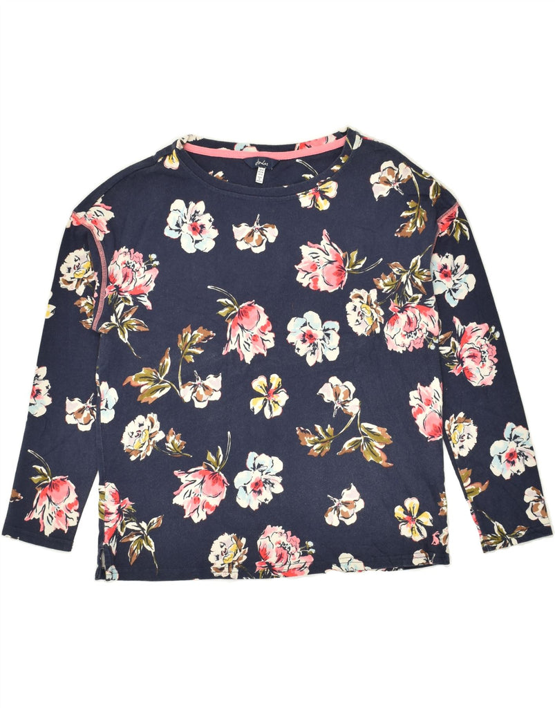 JOULES Womens Top Long Sleeve UK 8 Small Navy Blue Floral Cotton | Vintage Joules | Thrift | Second-Hand Joules | Used Clothing | Messina Hembry 