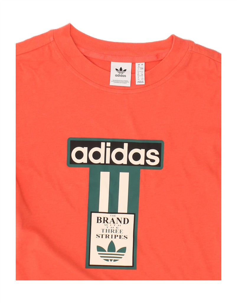 ADIDAS Womens Graphic T-Shirt Top UK 8 Small Red Cotton | Vintage Adidas | Thrift | Second-Hand Adidas | Used Clothing | Messina Hembry 