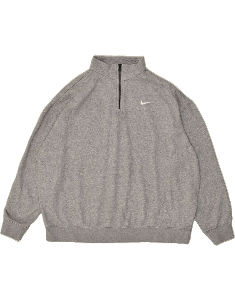 NIKE Mens Oversized Zip Neck Sweatshirt Jumper Medium Grey Cotton | Vintage Nike | Thrift | Second-Hand Nike | Used Clothing | Messina Hembry 